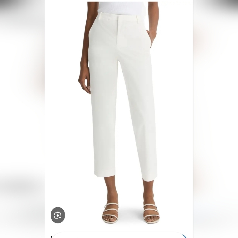 Vince Crisp White 100% Cotton Straight Leg Mid Rise Chino Pants Size 16 - Picture 2 of 10